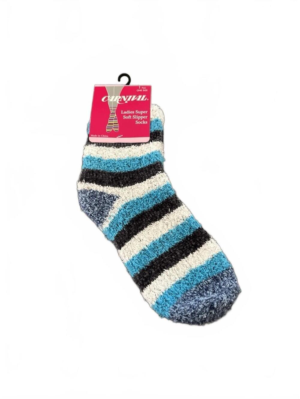 Carnival‎ Cozy Slipper Sock Fuzzy Striped